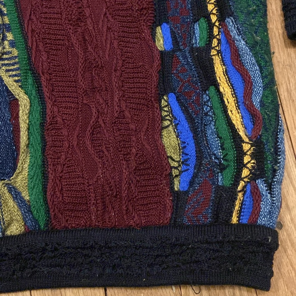 Rare Vintage Coogi 3D Textured Knit Sweater with Suede Detail - Picture 12 of 16
